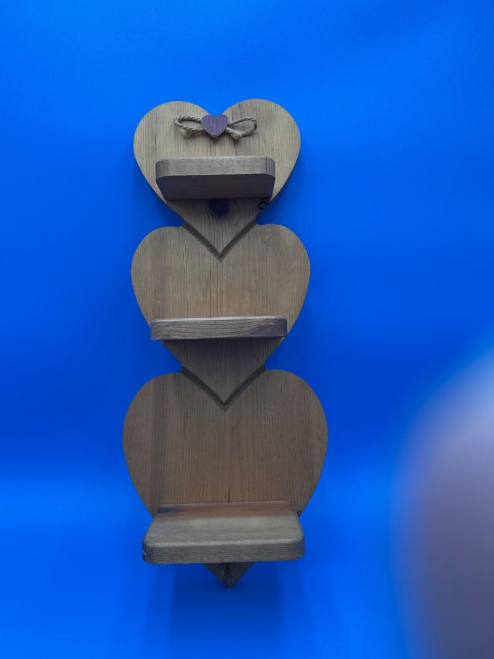Wooden Heart Wall Shelf 3 Tiers Rustic Grandmacore cottagecore 20"